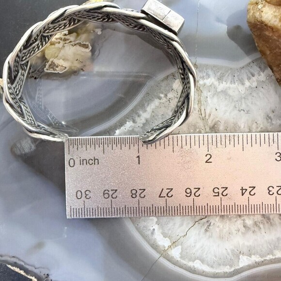 Sterling Silver Woven Rope With Square Turquoise Fashion Bracelet For Women main image 4